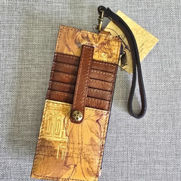 Patricia Nash Italian Sketch Alanna Brown Tan Credit Card Sleeve Wallet - Picture 2 of 3